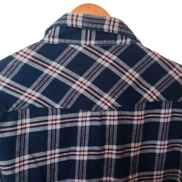 JACHS Girlfriend Bea Light Flannel Plaid Button-Down Shirt Blue XXL - Picture 13 of 14